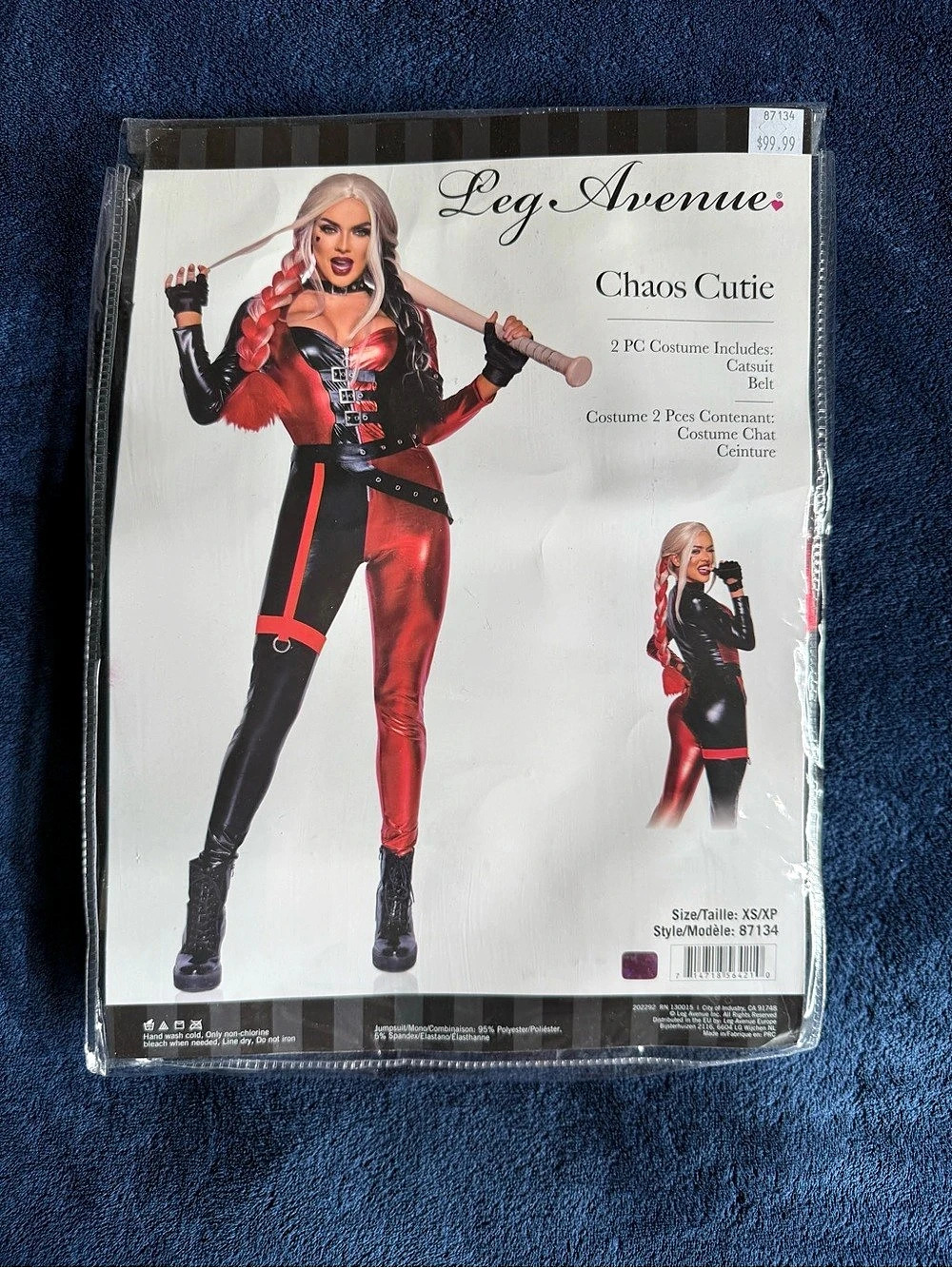 Leg Avenue Chaos Cutie Costume Color Block Costume XS Red & Black